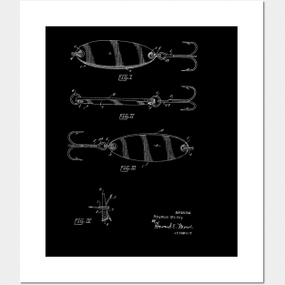 Fishing Lure Vintage Patent Hand Drawing Posters and Art